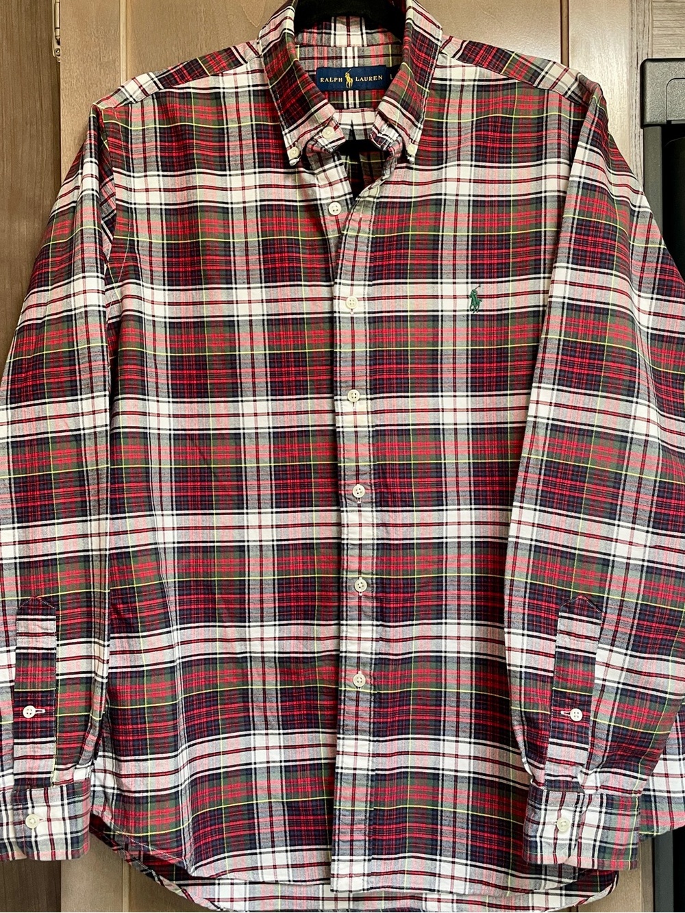 Ralph Lauren Plaid Button Front Shirt Large Classic Cotton EUC Extra Buttons - Picture 3 of 8